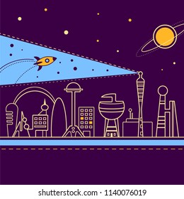 Vector illustration of an alien fantastic city