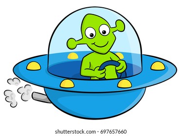 vector illustration of an alien flying a spaceship