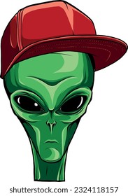 vector illustration of alien gangster on white background