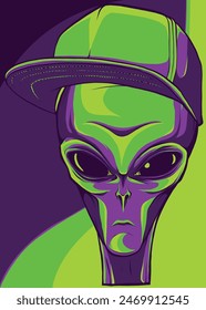 vector illustration of alien gangster on white background