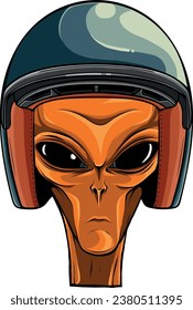 vector illustration of alien head with helmet