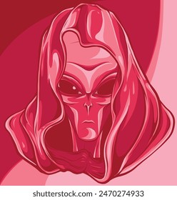 vector illustration of Alien hooded on white background