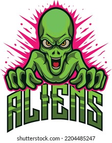 Vector Illustration Of Alien Mascot Logo Template