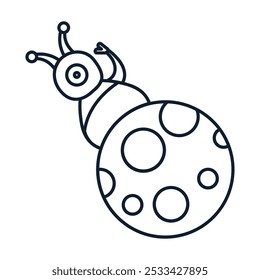 Vector illustration of alien on the planet in linear style. Science, discovery, and space symbol. Mystery of the cosmos, a UFO, Halloween symbol. Astronomy and cosmos element