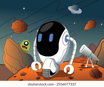 A vector illustration of Alien Robot Outer Space