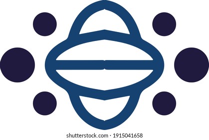 vector illustration of an alien spaceship logo with pairs of planets