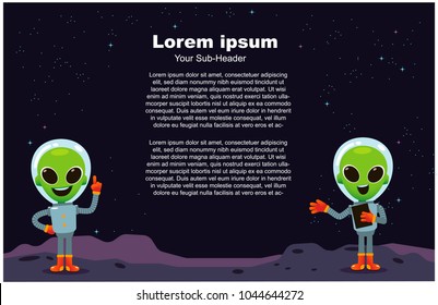 Vector illustration of aliens character with galaxy in the background and space for your text