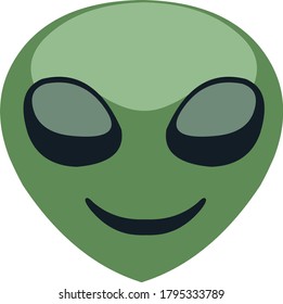 Vector illustration of an alien's face emoticon