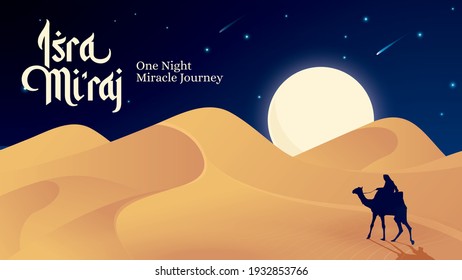 Vector Illustration for Al-Isra wal Mi'raj The Miracle night journey of Prophet Muhammad