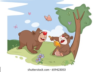 Vector Illustration. All Bears Love Honey