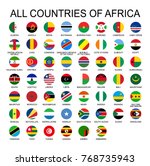Vector illustration all flags of Africa. All countries of Africa, round shape flags.