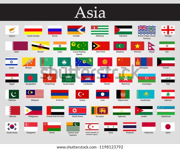 Vector Illustration All Flags Asia All Stock Vector (Royalty Free ...