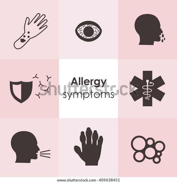 Vector Illustration Allergy Symptoms Icons Allergic Stock Vector