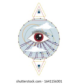 Vector Illustration of an All-Seeing Occult or Masonic Eye