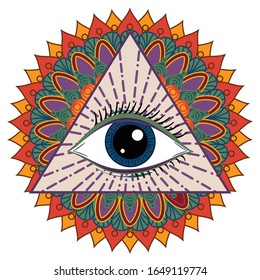 Vector Illustration of an All-Seeing Occult or Masonic Eye