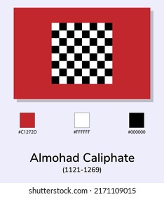 Vector Illustration of Almohad Caliphate (1121-1269) flag isolated on light blue background. Illustration Almohad Caliphate flag with Color Codes. As close as possible to the original. 