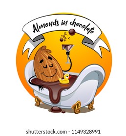 vector illustration almond in chocolate