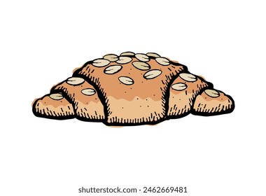 Vector illustration of an almond croissant