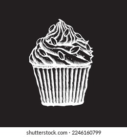 Vector illustration of an almond cupcake