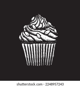 Vector illustration of an almond cupcake