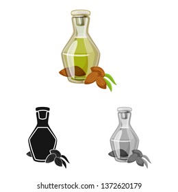 Vector illustration of almond and nut icon. Set of almond and fruit  stock vector illustration.