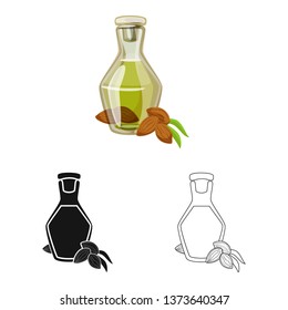 Vector illustration of almond and nut logo. Set of almond and fruit  stock symbol for web.