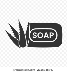 Vektorgrafik von Aloe Vera Seifensymbol in dunkler Farbe und transparentem Hintergrund (PNG).