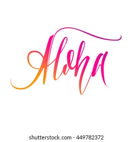Vector illustration of Aloha. Hand lettering.