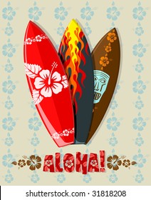 Vector illustration of aloha surf boards