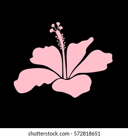 Vector illustration. Aloha typography with neutral on black hibiscus isolated icon for t-shirt print.