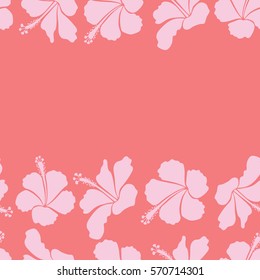 Vector illustration. Aloha typography with pink and neutral hibiscus floral illustration for t-shirt print, horizontal seamless pattern with copy space (place for your text).
