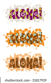 Ilustración vectorial de la palabra aloha, texto dibujado a mano