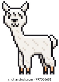 Vector illustration of Alpaca cartoon - Pixel design