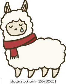 Vector illustration of alpaca with scurf