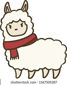 Vector illustration of alpaca with scurf