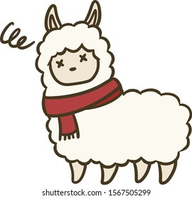 Vector illustration of alpaca with scurf