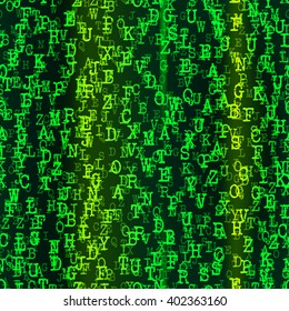 Vector Illustration of Alphabet Background for Design, Website, Banner. Letters ABC  Element Template in black. Scattered Symbol Seamless Pattern