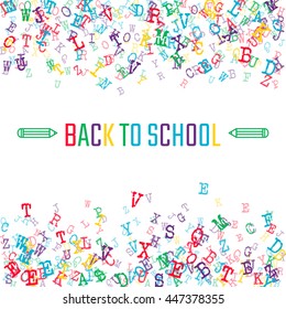 Vector Illustration of Alphabet Background for Design, Website, Banner. Letters ABC  Element Template in black. Scattered Symbol Pattern