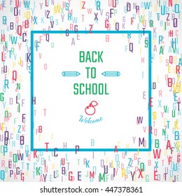 Vector Illustration of Alphabet Background for Design, Website, Banner. Letters ABC  Element Template in black. Scattered Symbol Pattern