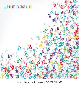 Vector Illustration of Alphabet Background for Design, Website, Banner. Letters ABC  Element Template in black. Scattered Symbol Pattern