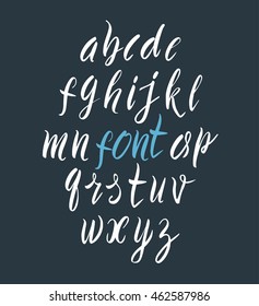 Vector illustration. Vector alphabet. Drawn letters. The letters of the alphabet in lower case. Letters painted with a brush marker.
