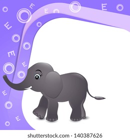 Vector illustration of alphabet E for elephant