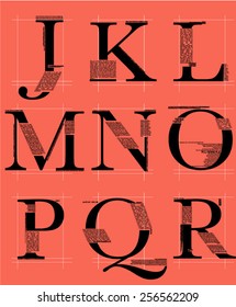 Vector illustration of alphabet. Font. Vector illustration