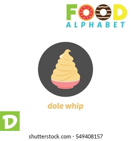 Vector Illustration of alphabet food. D Letter For Dole Whip svg