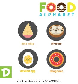 Vector Illustration of alphabet food with D Letter. svg