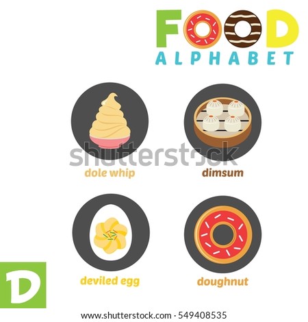 Vector Illustration of alphabet food with D Letter.