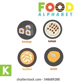 Vector Illustration of alphabet food with K letter.