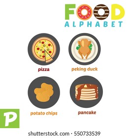 Vector Illustration of alphabet food with P Letter.