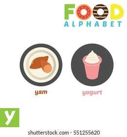 Vector Illustration of alphabet food with Y Letter.