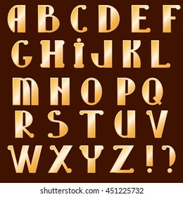 vector illustration alphabet gold letters on dark background